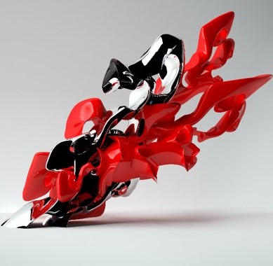 A Modern Sculpture (red, black, and white)