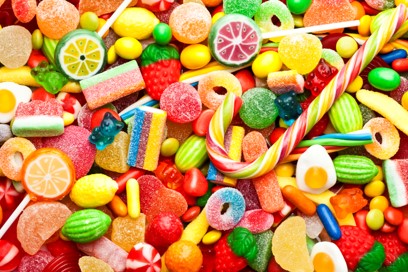 Pile of various colorful candies