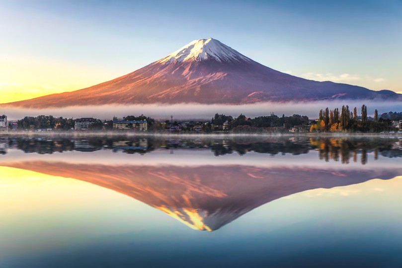 Majestic mountain reflected in a lake